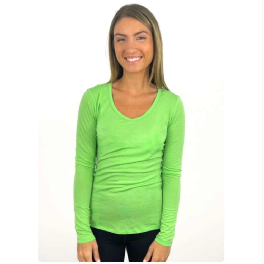 Woolx Layla long sleeve size large lime green shirt